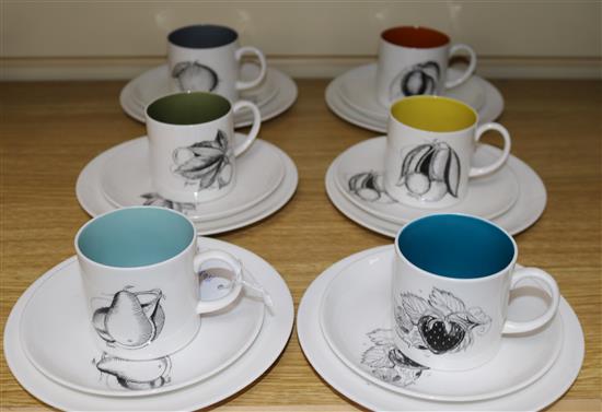 A Susie Cooper eighteen piece Black Fruit coffee set